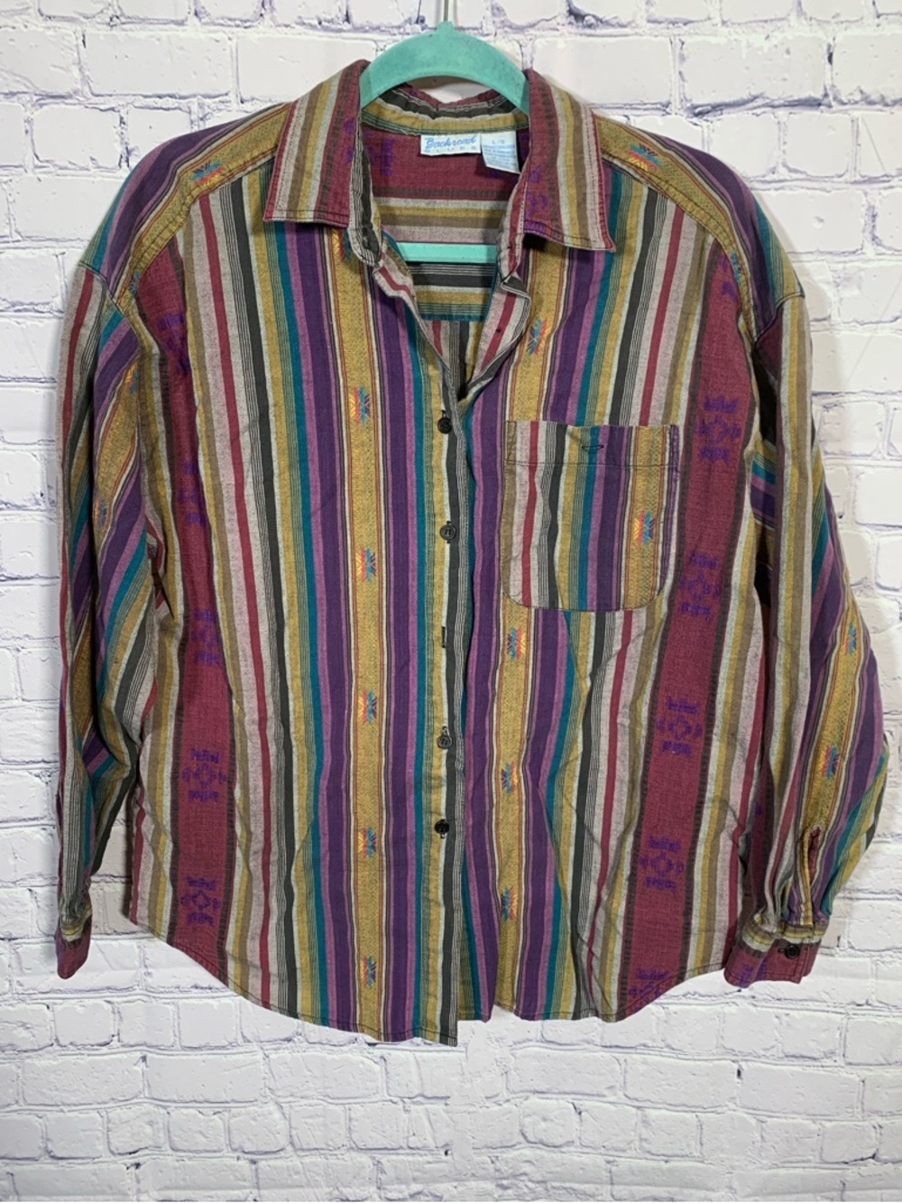 Backroad Blues Womens VTG Southwest Stripe Print Multi L Hippie Festival Western